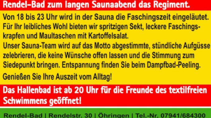 Textilfreies Schwimmen Rendelbad OEHR 2.3.19